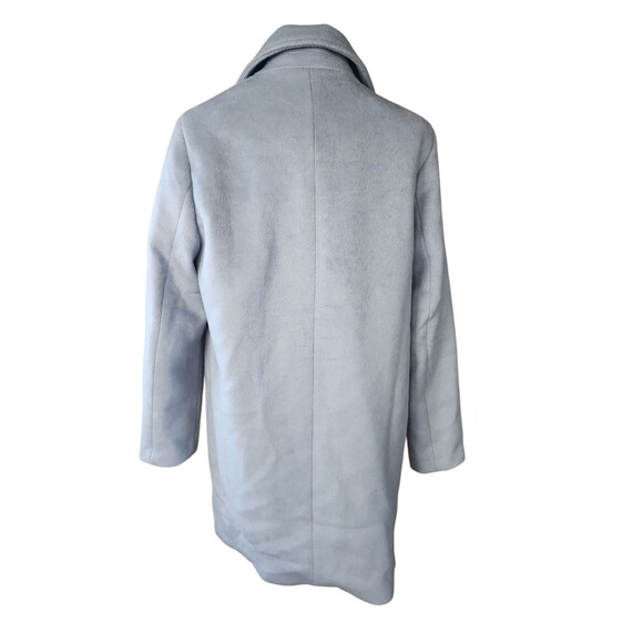 H Halston Brushed Wool Pea Coat Womens M Light Blue Mid-length Preppy Old Money - Picture 3 of 9
